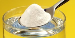 The solution of bicarbonate of soda